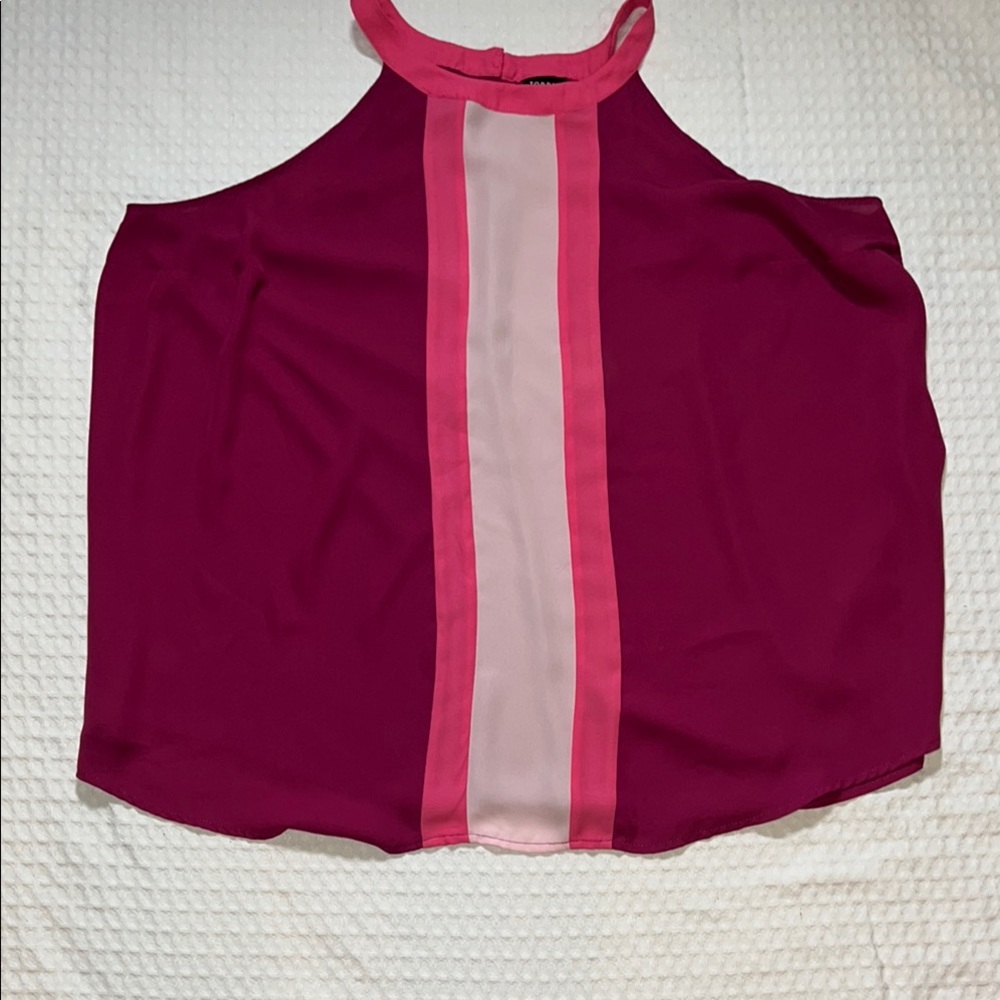 Torrid Women’s Color Block Pink 🩷 Burgundy Sleeveless Halter Blouse Plus SZ 2